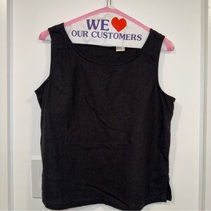 Selene Sport Black Linen Blend Tank Top | Size Medium